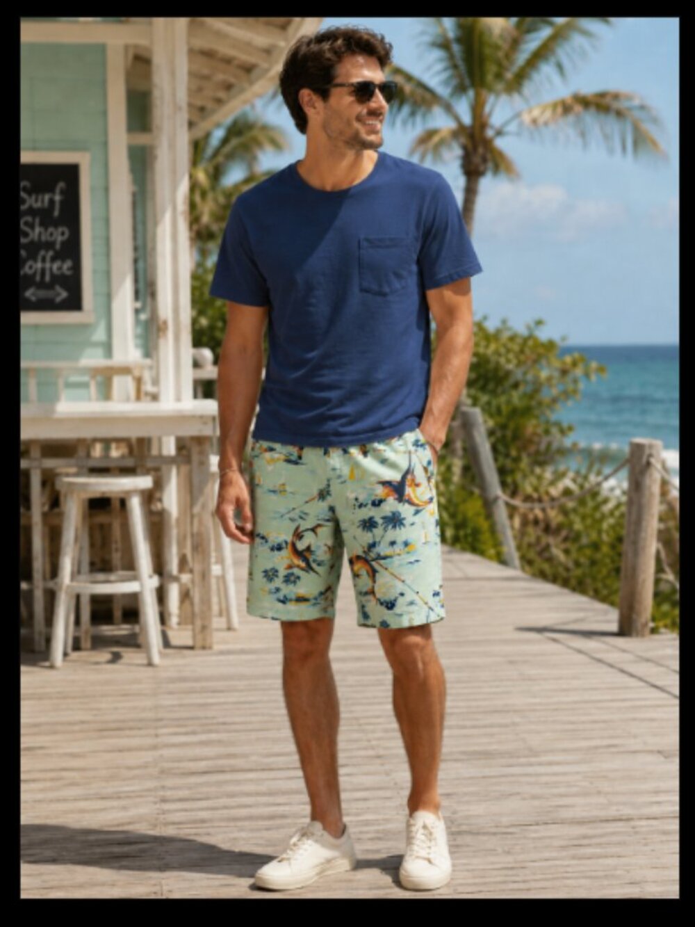 Polo Ralph Lauren Linen Blend Shorts Hawaiian Marlin Fish Sail Boats Size 30
